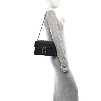 GUCCI Pebbled Calfskin Small Dionysus Shoulder Bag Black