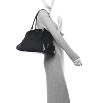 PRADA Tessuto Nylon Soft Calfskin Tote Black