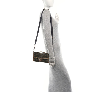 FENDI Recycled Fabric Jacquard Vitello King FF 1974 Baguette Soft Trunk Phone Pouch Tobacco Moro Sand