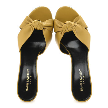 SAINT LAURENT Lambskin Bianca Mules 39.5 Jaune Safari
