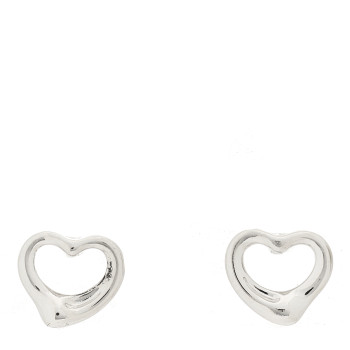 TIFFANY Platinum Elsa Peretti Open Heart Earrings