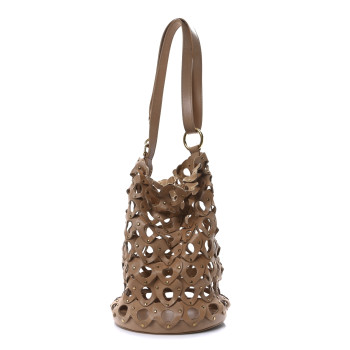 SAINT LAURENT Vegetable Tanned Calfskin Studded Seau Coeur Bucket Bag Vintage Brown