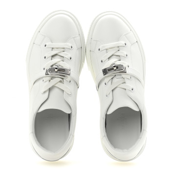 HERMES Calfskin Day Sneakers 35.5 White