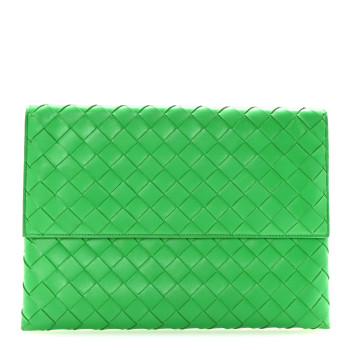 BOTTEGA VENETA Nappa Intrecciato Flap Pouch Parakeet