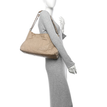 CHANEL Iridescent Calfskin Small Sea Hit Tote Beige