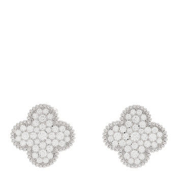 VAN CLEEF & ARPELS 18K White Gold Diamond Magic Alhambra Earrings