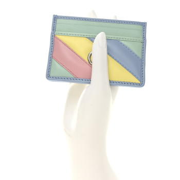 GUCCI Calfskin Matelasse Diagonal GG Marmont Card Holder Wallet Multicolor Pastel