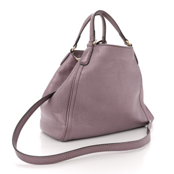 GUCCI Metallic Pebbled Calfskin Small Soho Shoulder Bag Purple