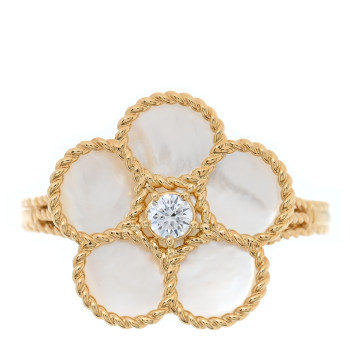 ROBERTO COIN 18K Yellow Gold Mother of Pearl Diamond Daisy Ring 53 6.5