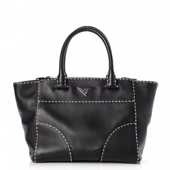 PRADA CITY CALF 2wayトート ブラック　/27 PRADA City Calf Grommet Large Double Zip Tote Black 1674741
