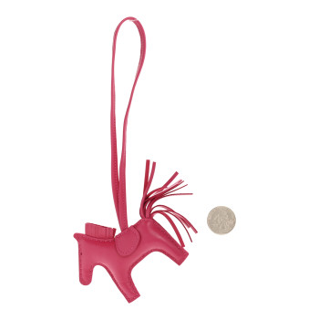 HERMES Milo Lambskin Grigri Rodeo Horse Bag Charm PM Rose Mexico