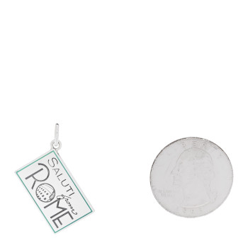 TIFFANY Sterling Silver Enamel Rome Postcard Charm Blue