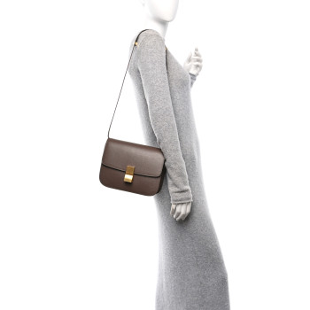 CELINE Liege Calfskin Medium Classic Box Flap Bag Glazed Nut