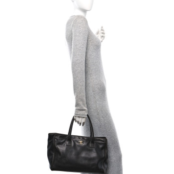 CHANEL Calfskin Cerf Executive Shopper Tote Brown