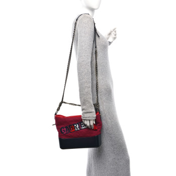 CHANEL Wool Calfskin Quilted Medium Gabrielle Hobo Red