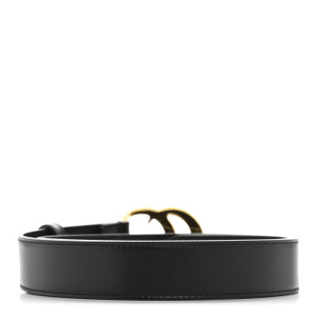 GUCCI Calfskin Double G 30mm Belt 80 32 Black