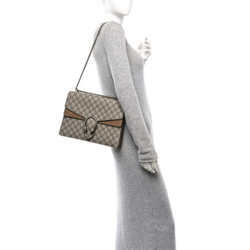 GUCCI GG Supreme Monogram Medium Dionysus Shoulder Bag Taupe