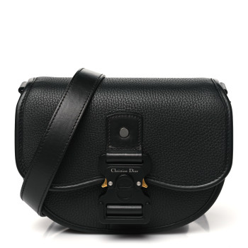CHRISTIAN DIOR Grained Calfskin Mini Gallop Bag With Strap Black
