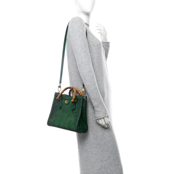 GUCCI Snakeskin Small Diana Tote Green Black