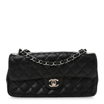 CHANEL Caviar Quilted East West Flap Black
