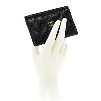 CHANEL Caviar Quilted Card Holder Black