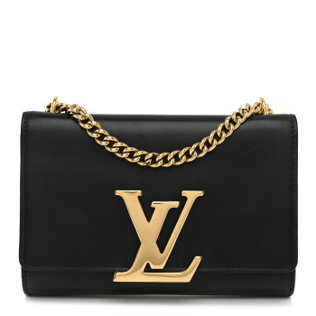 LOUIS VUITTON Calfskin Chain Louise MM Black