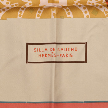 HERMES Silk Silla De Gaucho Scarf 90 Rose Poudre Beige