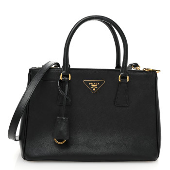PRADA Saffiano Small Galleria Double Zip Tote Black