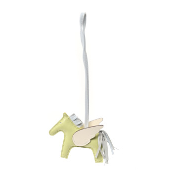 HERMES Milo Lambskin Grigri Rodeo Pegase Horse Bag Charm PM Jaune Bourgeon Bleu Brume Nata