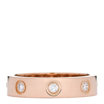 CARTIER 18K Pink Gold 8 Diamond 4mm LOVE Wedding Band Ring 49 4.75
