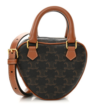 CELINE Triomphe Canvas Calfskin Heart Bag Tan