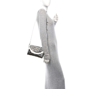 LOUIS VUITTON Monogram Miroir Speedy Bandouliere 20 Silver