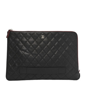 CHANEL Caviar Quilted Document Portfolio Holder Black