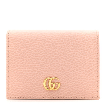 GUCCI Dollar Calfskin GG Marmont Card Case Perfect Pink