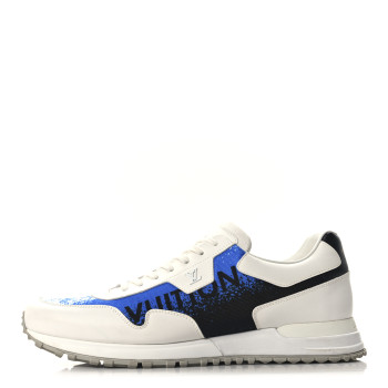 LOUIS VUITTON Calfskin Mens Run Away Sneakers 10 White Blue