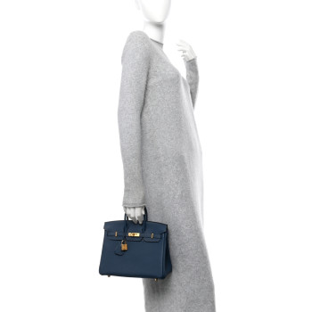 HERMES Togo Birkin 25 Bleu de Prusse