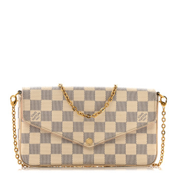 LOUIS VUITTON Damier Azur Pochette Felicie Chain Wallet Rose Ballerine