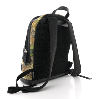 GUCCI GG Supreme Monogram Blooms Medium Day Backpack Beige New Military Black
