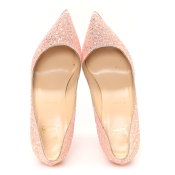 CHRISTIAN LOUBOUTIN Patent Glitter Iriza 100 Pumps 37.5 Peach