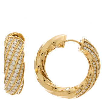 DAVID YURMAN Yellow Gold Diamond Cable Edge Hoop Earrings