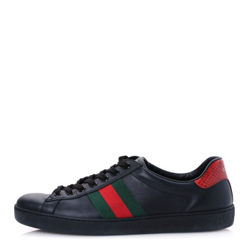 GUCCI Miro Soft Calfskin Ayers Web Mens Ace Sneakers 10.5 Black Rosso