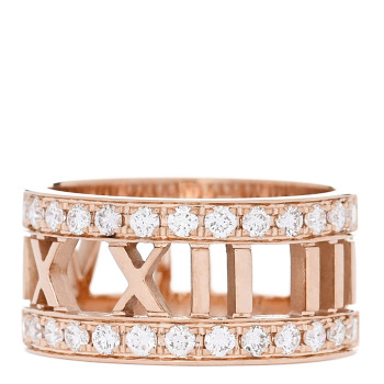 TIFFANY 18K Rose Gold Diamond Wide Atlas Open Ring 48 4.5