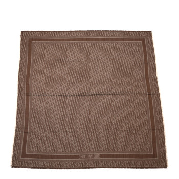 CHRISTIAN DIOR Wool Cashmere Oblique Shawl 140 Brown
