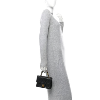 CHANEL Lambskin Quilted Mini Square Flap Black