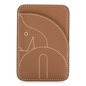 HERMES Swift Stitched Cheval MagSafe Card Holder Gold