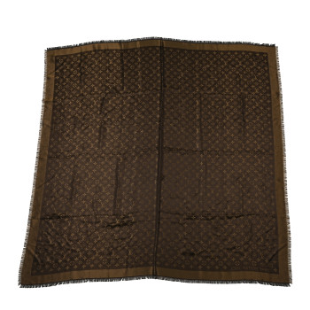 LOUIS VUITTON Silk Lurex Wool Monogram Shine Shawl Marron