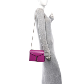 SAINT LAURENT Smooth Calfskin Monogram Cassandra Clasp Bag Electric Fuchsia