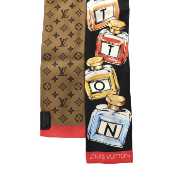 LOUIS VUITTON Silk Monogram LV Essence Bandeau Black