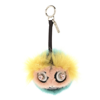 FENDI Shiny Nappa Mink Fox Fur Crystal QuTweet Dazzling Bag Bug Charm Bordeaux Seashell Multicolor