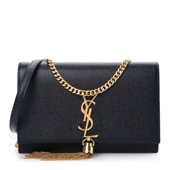 SAINT LAURENT Grain De Poudre Classic Monogram Kate Tassel Chain Wallet  Black